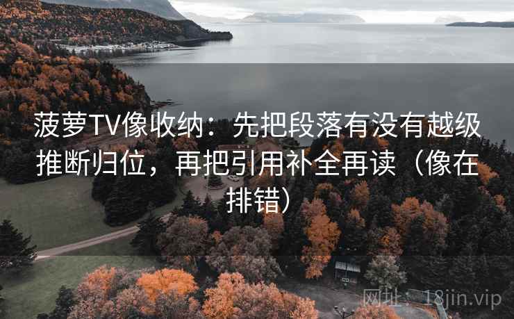 菠萝TV像收纳：先把段落有没有越级推断归位，再把引用补全再读（像在排错）